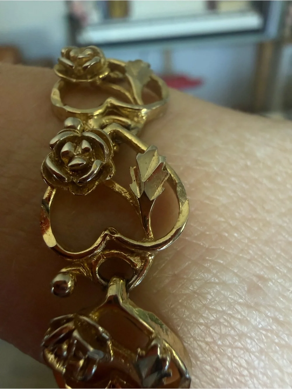 Vanessa Mooney - 24k plated forbidden heart rose and leaf over heart bracelet